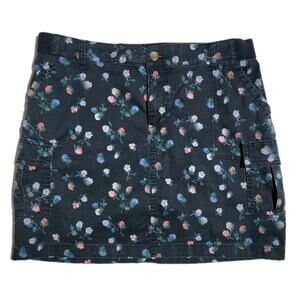 Floral Mini Skirt Women’s Size 14 Black Lined Mid Rise Girlhoodcore Teachercore